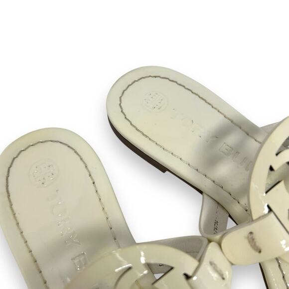 Tory Burch Patent Leather Miller Thong Slip On Sandal New Ivory 5 Women’s - Picture 3 of 13